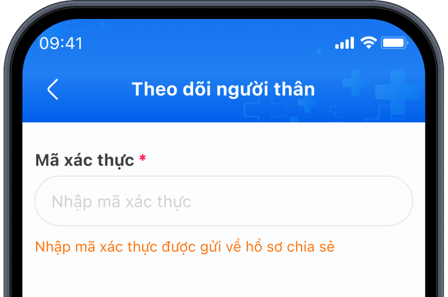 Nhập mã xác minh để theo dõi thành viên gia đình